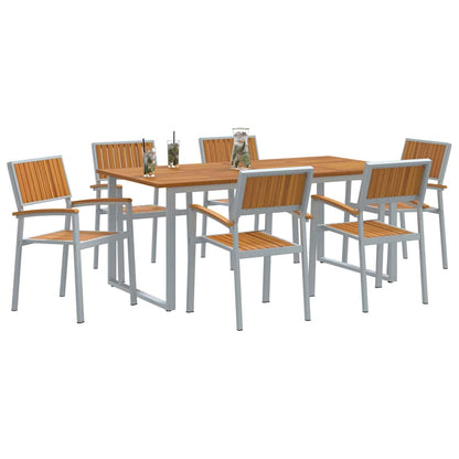 vidaXL Garten Essgruppe 7 pcs Grau Massivholz Akazie