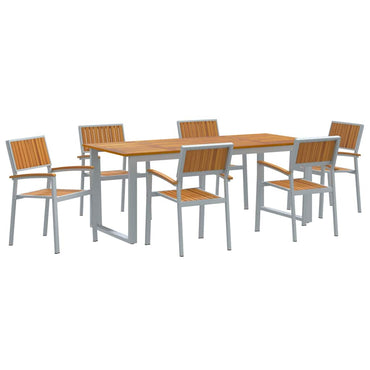 vidaXL Garten Essgruppe 7 pcs Grau Massivholz Akazie