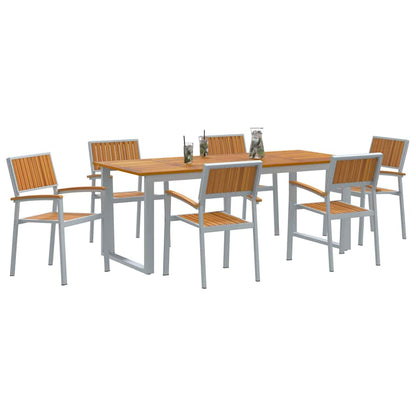 vidaXL Garten Essgruppe 7 pcs Grau Massivholz Akazie