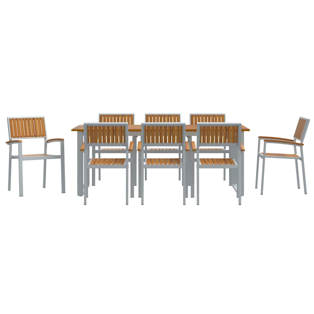 vidaXL Garten Essgruppe 9 pcs Grau Massivholz Akazie