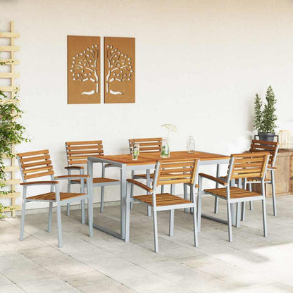 vidaXL Garten Essgruppe 7 pcs Grau Massivholz Akazie