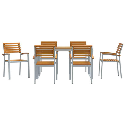 vidaXL Garten Essgruppe 7 pcs Grau Massivholz Akazie