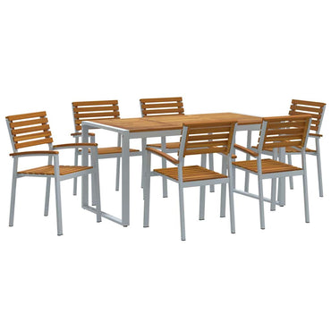 vidaXL Garten Essgruppe 7 pcs Grau Massivholz Akazie
