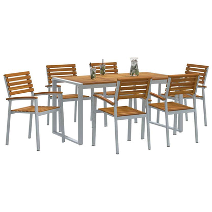 Garten Essgruppe 7 pcs Grau Massivholz Akazie