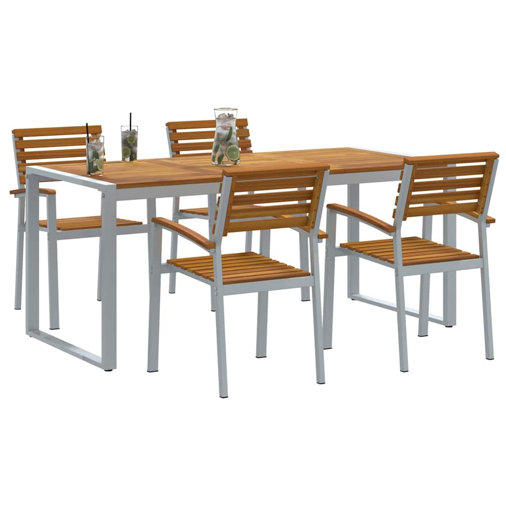 Garten Essgruppe 5 pcs Grau Massivholz Akazie