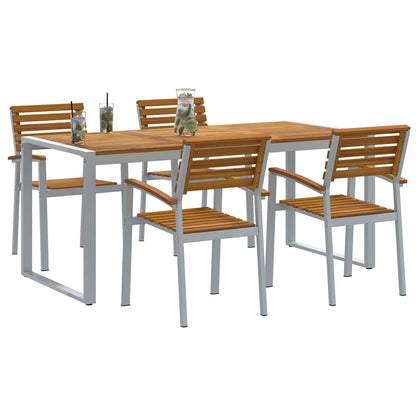 Garten Essgruppe 5 pcs Grau Massivholz Akazie