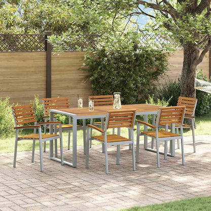 vidaXL Garten Essgruppe 7 pcs Grau Massivholz Akazie