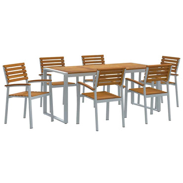 vidaXL Garten Essgruppe 7 pcs Grau Massivholz Akazie