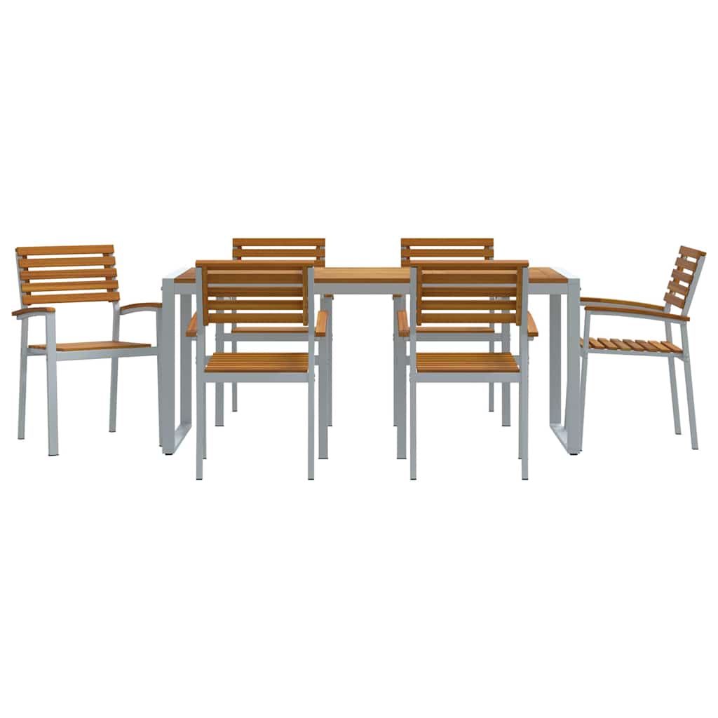 vidaXL Garten Essgruppe 7 pcs Grau Massivholz Akazie