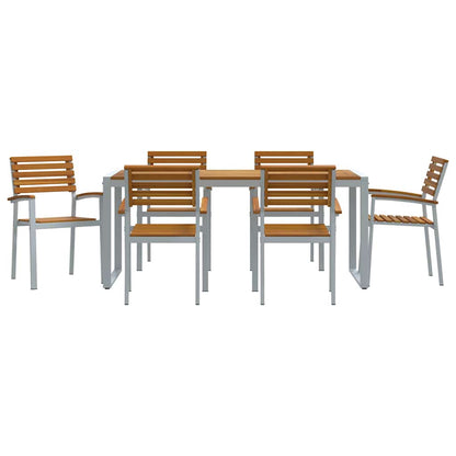 vidaXL Garten Essgruppe 7 pcs Grau Massivholz Akazie