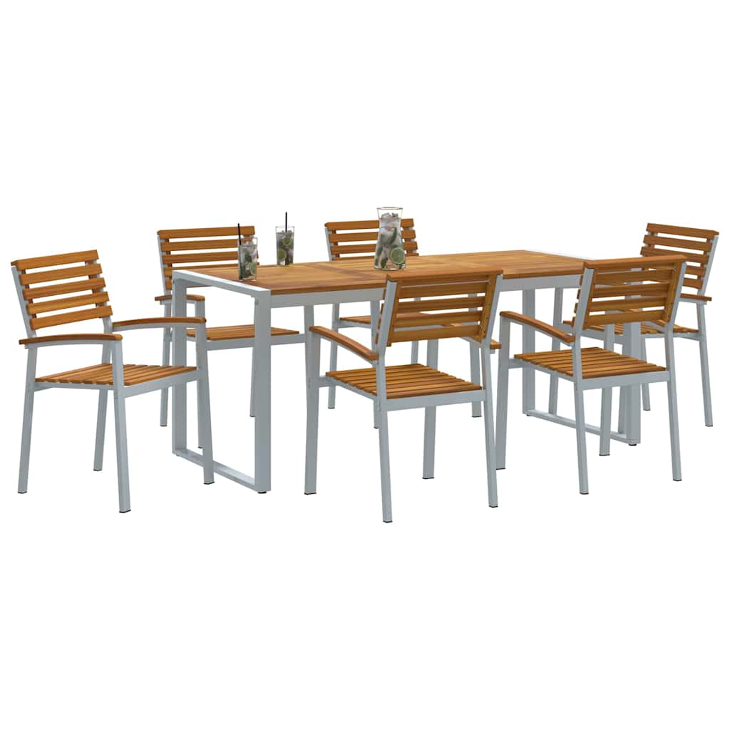 vidaXL Garten Essgruppe 7 pcs Grau Massivholz Akazie