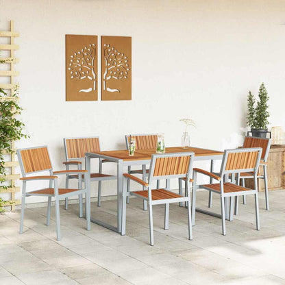vidaXL Garten Essgruppe 7 pcs Grau Massivholz Akazie