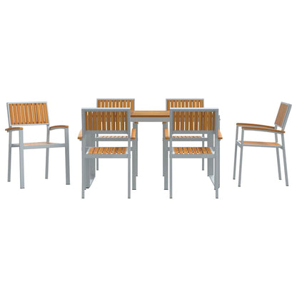 vidaXL Garten Essgruppe 7 pcs Grau Massivholz Akazie