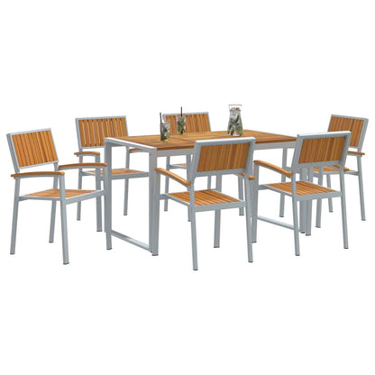 vidaXL Garten Essgruppe 7 pcs Grau Massivholz Akazie