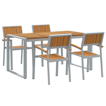 vidaXL Garten Essgruppe 5 pcs Grau Massivholz Akazie