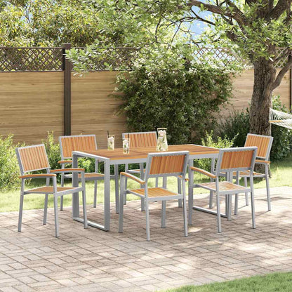 vidaXL Garten Essgruppe 7 pcs Grau Massivholz Akazie