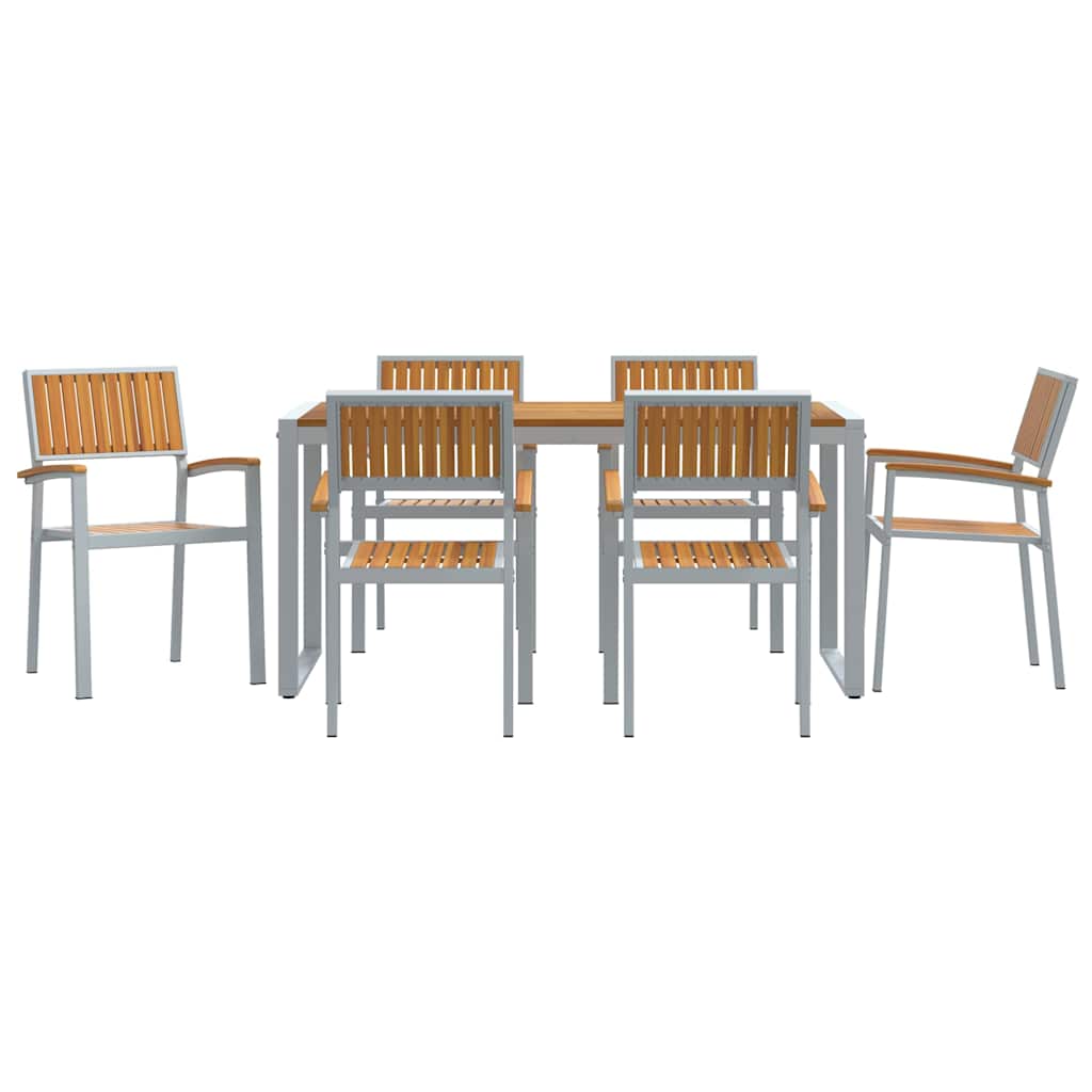 vidaXL Garten Essgruppe 7 pcs Grau Massivholz Akazie