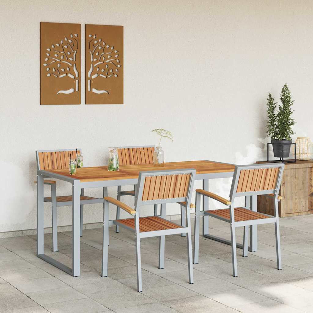 vidaXL Garten Essgruppe 5 pcs Grau Massivholz Akazie