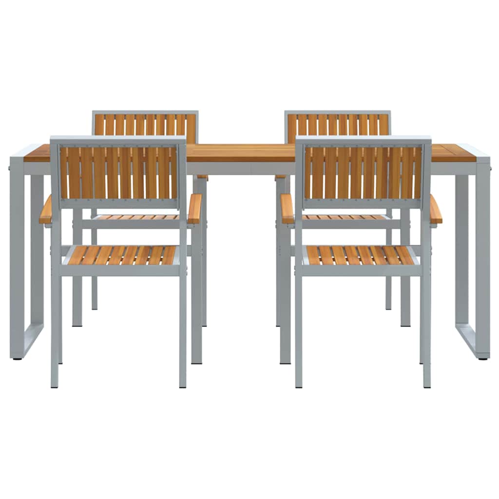 vidaXL Garten Essgruppe 5 pcs Grau Massivholz Akazie