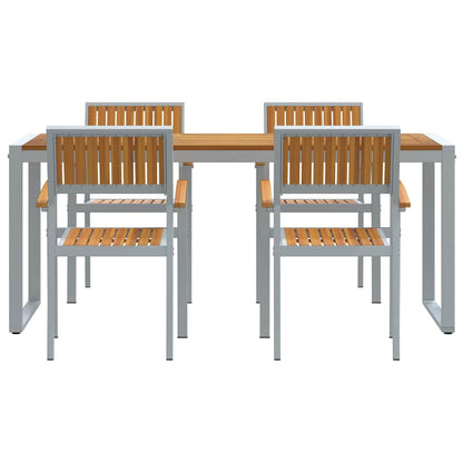 vidaXL Garten Essgruppe 5 pcs Grau Massivholz Akazie