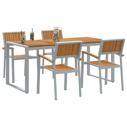 vidaXL Garten Essgruppe 5 pcs Grau Massivholz Akazie