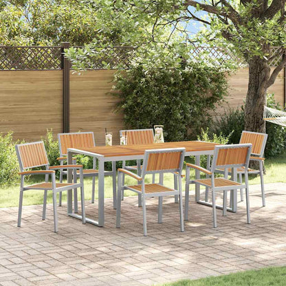 vidaXL Garten Essgruppe 7 pcs Grau Massivholz Akazie