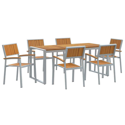 vidaXL Garten Essgruppe 7 pcs Grau Massivholz Akazie