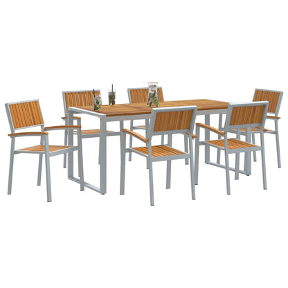 vidaXL Garten Essgruppe 7 pcs Grau Massivholz Akazie