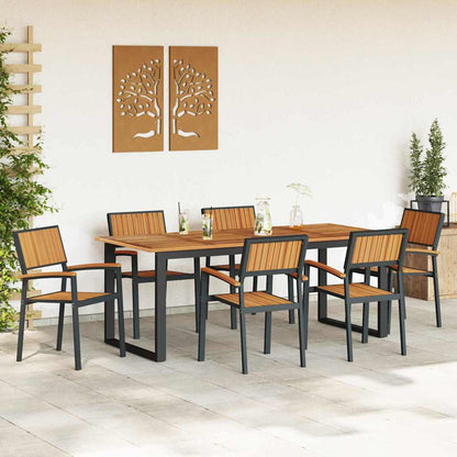 vidaXL Garten Essgruppe 7 pcs Schwarz Massivholz Akazie
