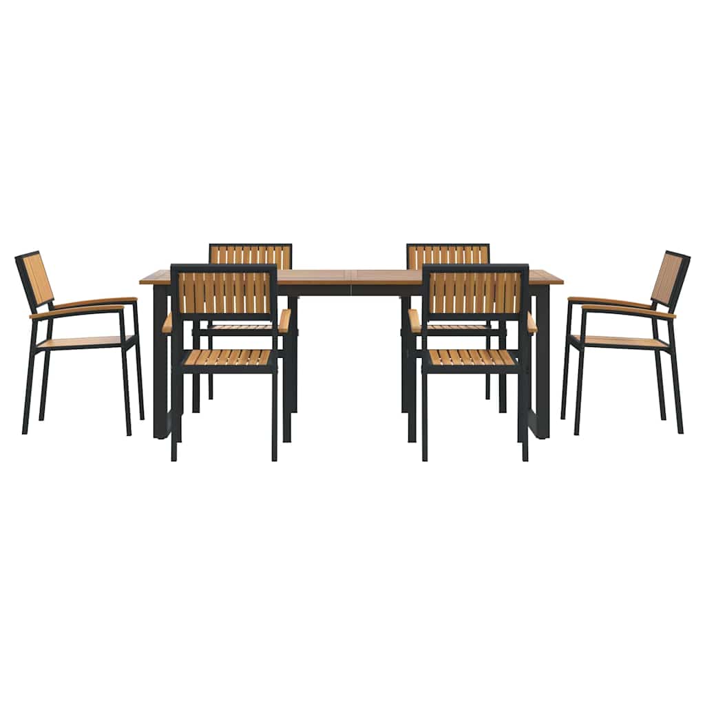 vidaXL Garten Essgruppe 7 pcs Schwarz Massivholz Akazie