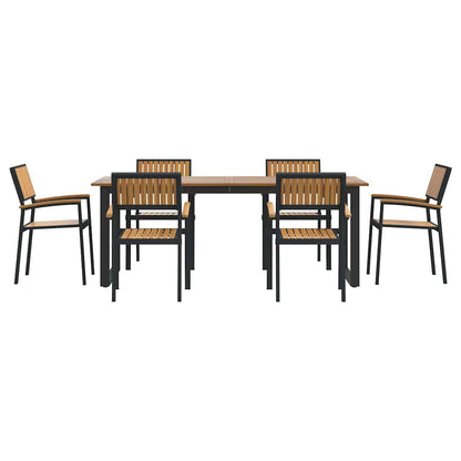 vidaXL Garten Essgruppe 7 pcs Schwarz Massivholz Akazie