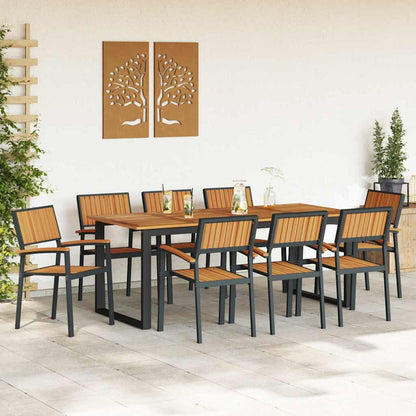 vidaXL Garten Essgruppe 9 pcs Schwarz Massivholz Akazie