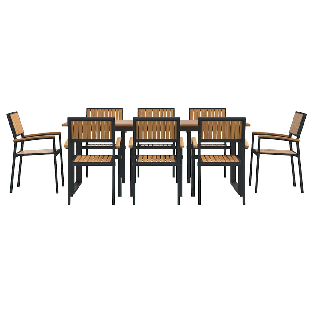 vidaXL Garten Essgruppe 9 pcs Schwarz Massivholz Akazie