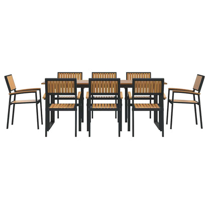 vidaXL Garten Essgruppe 9 pcs Schwarz Massivholz Akazie