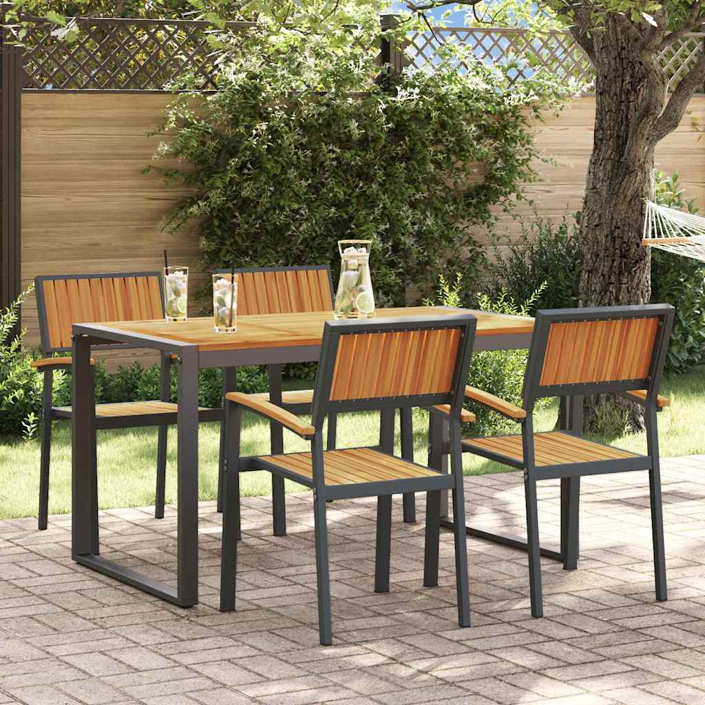 vidaXL Garten Essgruppe 5 pcs Schwarz Massivholz Akazie