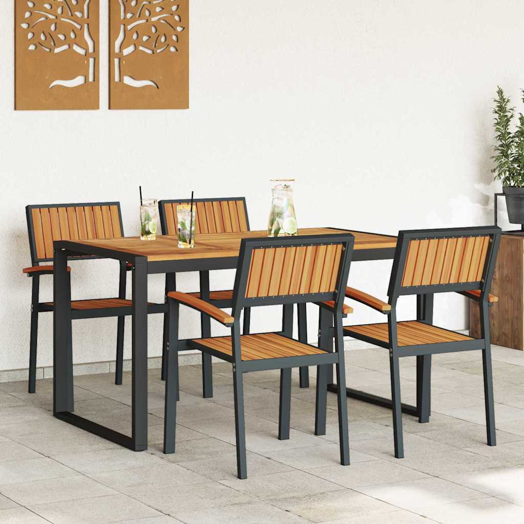 vidaXL Garten Essgruppe 5 pcs Schwarz Massivholz Akazie