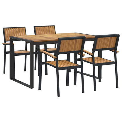 vidaXL Garten Essgruppe 5 pcs Schwarz Massivholz Akazie
