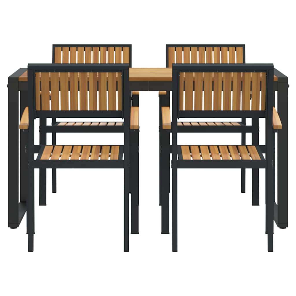 vidaXL Garten Essgruppe 5 pcs Schwarz Massivholz Akazie