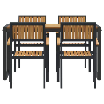 vidaXL Garten Essgruppe 5 pcs Schwarz Massivholz Akazie