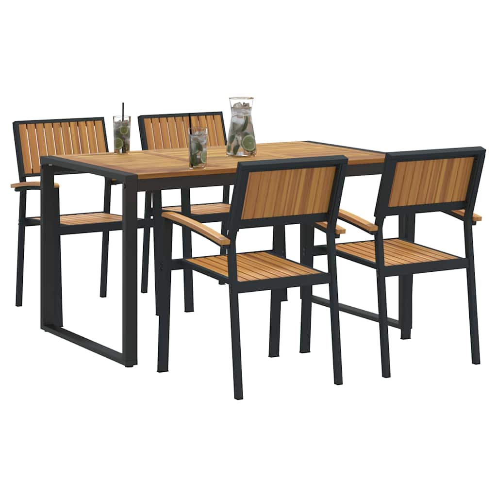 vidaXL Garten Essgruppe 5 pcs Schwarz Massivholz Akazie