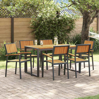 vidaXL Garten Essgruppe 7 pcs Schwarz Massivholz Akazie