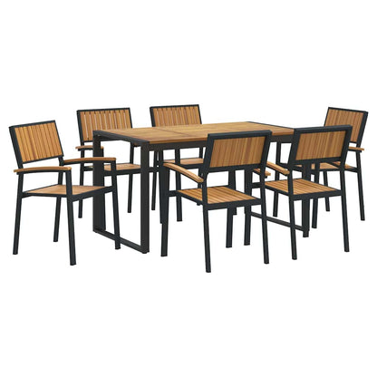 vidaXL Garten Essgruppe 7 pcs Schwarz Massivholz Akazie
