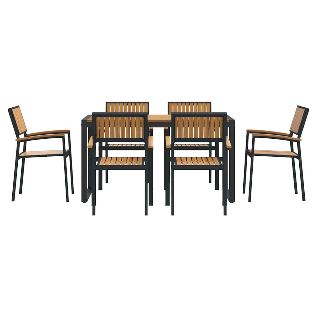 vidaXL Garten Essgruppe 7 pcs Schwarz Massivholz Akazie