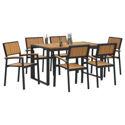vidaXL Garten Essgruppe 7 pcs Schwarz Massivholz Akazie