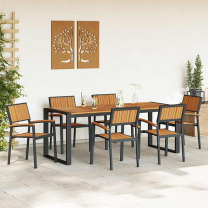 vidaXL Garten Essgruppe 7 pcs Schwarz Massivholz Akazie