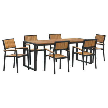 vidaXL Garten Essgruppe 7 pcs Schwarz Massivholz Akazie