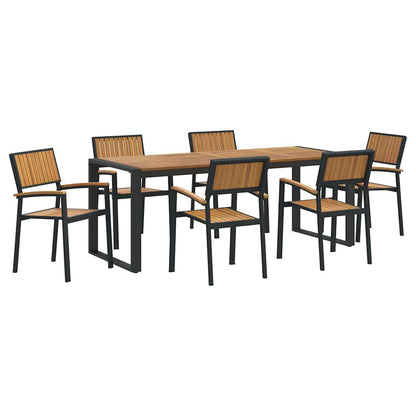 vidaXL Garten Essgruppe 7 pcs Schwarz Massivholz Akazie