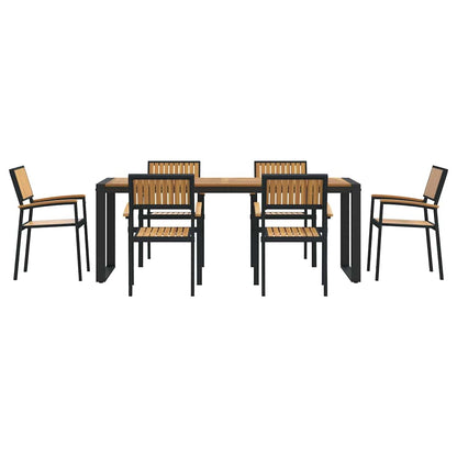 vidaXL Garten Essgruppe 7 pcs Schwarz Massivholz Akazie