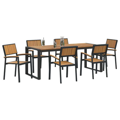 vidaXL Garten Essgruppe 7 pcs Schwarz Massivholz Akazie