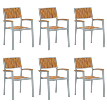 vidaXL Chaise empilable 6 pcs Marron 56 x 57 x 87 cm Bois d'acacia massif